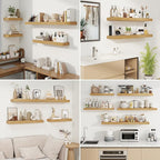 fuqing Floating Shelves for Wall, Wall Mounted Wood Floating Shelf with Invisible Brackets for Living Room, Bathroom, Bedroom, Kitchen Storage and Decor, 30 Inch Set of 2, Oak