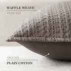 Foindtower Set of 2 Decorative Cotton Waffle Weave Throw Pillow Covers Euro Shams Cushion Covers Accent European Pillowcase for Bed Couch Sofa Bedroom Living Room Home Decor 24×24 Inch Taupe Gray