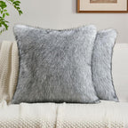 FUTEI White Decorative Throw Pillow Covers 18x18 Inch Set of 2,Soft Faux Raccoon Fur Textured Cushion Case,Modern Home Luxurious Decor for Couch Bed Living Room