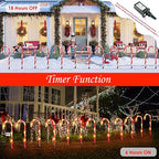 24 Pack Christmas Candy Cane Lights, Christmas Decorations Outdoor Waterproof with 8 Lighting Modes & Memory Function, Plug in Pathway Light for Outside Path Walkway Party Garden Yard Patio Xmas Decor