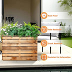 FENCY Metal Rectangular Planter Box, Large Planters for Outdoor Plants, Tall Planters for Outdoor Plants with Drainage Holes (30" L x 12" W x 24" H,Walnut Finish)