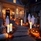 14" x 4" Large Outdoor Candles, Waterproof Flickering LED Flameless Candles with Timer, Battery Operated Candles with Remote Control Realistic Fake Pillar for Patio Porch Lanterns, White 2 Pack