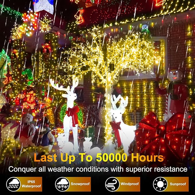 509FT Christmas Lights Outdoor 1350 LED Christmas Tree Decorations Lights with 8 Modes & Timer Memory, Plug In Clear Wire Waterproof LED Xmas Lights for Yard Trees Wedding Party Holiday (Warm White)