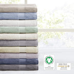 Madison Park Organic 100% Cotton Bathroom Towel Set, Hotel & Spa Quality Highly Absorbent, Quick Dry, Include for Shower, Handwash & Facial Washcloth, Multi-Sizes, Ivory (Pack of 2)