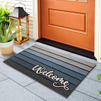 Bulijojo Nordic Grey Entrance Door Mat Large 17 x 30 Inch Entry Way Doormat Front Door Rug Outdoor Heavy Duty Welcome Mat, Non Slip Rubber Back Low Profile