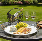 TP 19" Large Serving Tray with Rattan Handle, Melamine Round Serving Platters, Decorative Trays for Kitchen, Parties, Entertaining, Set of 2