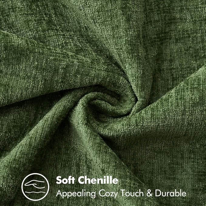 MIULEE Pack of 2 Christmas Pillow Covers 24x24 Inch Moss Green Farmhouse Decorative Throw Pillow Covers with Stitched Edge Soft Chenille Solid Dyed Couch Pillow Covers for Sofa Bed Living Room