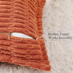decorUhome Decorative Rust Fall Throw Pillow Covers 12x20 Set of 2 with Splicing, Boho Lumbar Soft Neutral Corduroy Broadside Twill Pillow Covers for Couch Bed Sofa Living Room