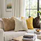 decorUhome Throw Pillow Covers 26x26 Inch Set of 2, Soft Plush Decorative Faux Fur Light Brown Solid Couch Pillow Covers, Accent Farmhouse Neutral Square Euro Pillow Cases for Sofa Bed Living Room