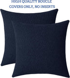 Jeneoo Navy Decorative Square Thick Throw Pillow Covers Fine Textured Boucle Dark Blue Couch Cushion Cases for Sofa Decor, Set of 2, 18 x 18 Inch