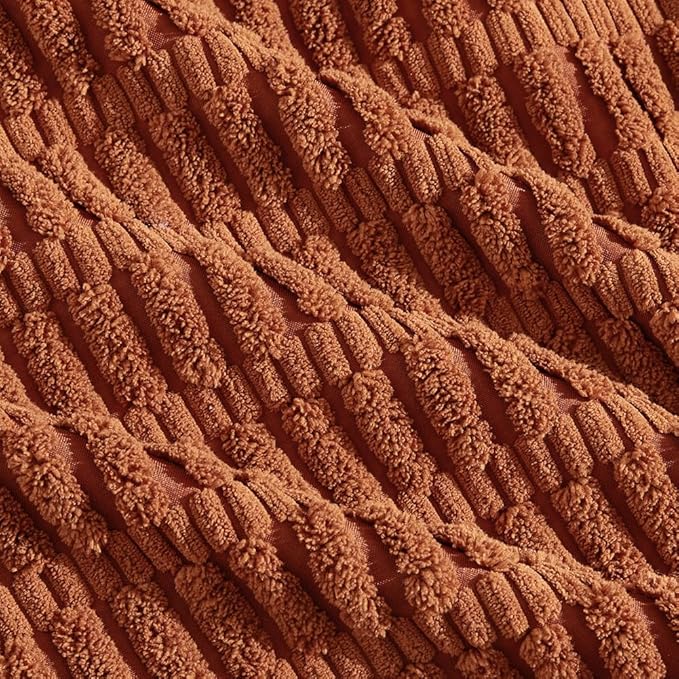 Fancy Homi Rust Decorative Throw Pillow Covers 14x24 Inch for Living Room Couch Bed Sofa, Rustic Farmhouse Boho Home Decor, Soft Striped Corduroy Rectangle Cushion Case 35x60 cm