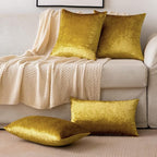 EMEMA Fall Bright Gold Velvet Throw Pillow Covers 20x20 Inch Set of 2 Decorative Square Pillowcase Soft Solid Cushion Case for Couch Sofa Bed Bedroom Livingroom