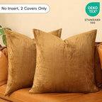 PHF Super Soft Velvet Euro Sham, 26"x 26",No Insert, 2 Pack Color Gradient Euro Pillow Covers, Ultra Cozy Pillow Covers for Luxurious Home Decorative, No Shedding, No Pilling, Brownish Camel