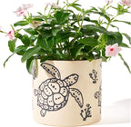 5 Inch Ceramic Plant Pots with Drainage Holes, Small Round Flower Pots for Indoor Plant, Unique Animal Flower Planters (Sea Turtle)