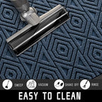 Yimobra Door Mat, Outdoor Indoor Entrance Welcome Mat, Heavy Entry Front Door Mat, Stain & Fade Resistant, Low Profile, Sturdy Rubber, Easy Clean Patio Floor Mat, Waterproof, 36 x 24, Blue