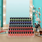 Clear Nail Polish Paint Organizer Holder Rack Shelf 6 Tier Acrylic Tattoo Ink Essential Oil Display Stand Holds Up to 48-96 Bottles for Table (Fit 1-2oz Bottles)