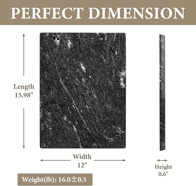 Koville Brazilian Natural Marble Cutting Board for Kitchen, 16x12inch Large Hand Crafted Marble Slab for Cheese, Charcuterie, Pastry Board - Wedding Gift, House Warming Gift