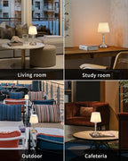 KDG Cordless Portables Table Lamp Set of 2, LED Fabric Shade Small Desk Lamps, 5000mAh Battery Powered Lighting, 2700K Stepless Dimmable Light for Living Room, Dining Room, Bedroom, Bedside (Nickel)