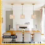 3-Pack Gold Glass Pendant Light Flower Small Ceiling Pendant Lighting Modern 1-Light for Kitchen Island Sink Dining Room Bedroom Entryway Hallway, E26