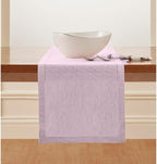 Solino Home Linen Table Runner 48 Inches - 100% Pure Linen Bubblegum Pink Hemstitch Table Runner 14 x 48 Inch Ideal for Dresser and Coffee Tables - Halloween - Milan