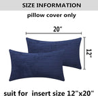 Home Brilliant Throw Pillow Covers 12x20 Decorative Plush Striped Velvet Corduroy Oblong Rectangular Accent Cushion Cover, 12 x 20 inch, Navy Blue