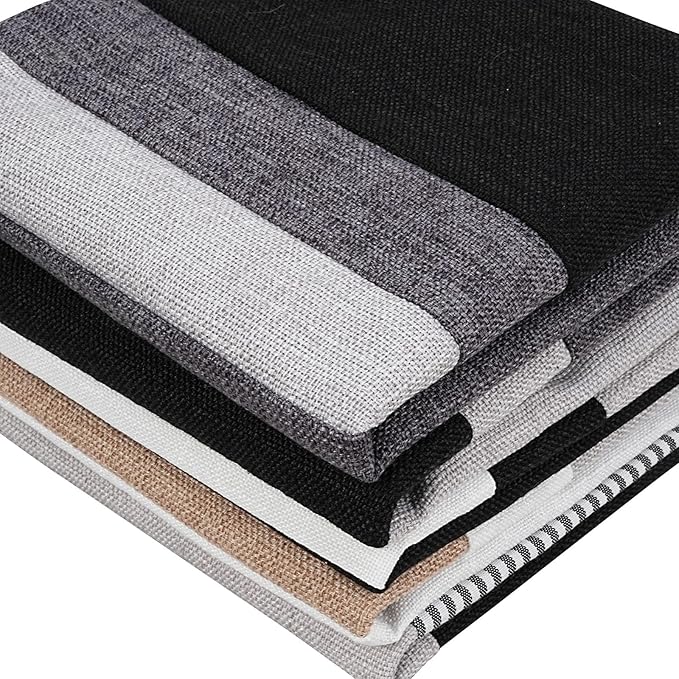 Adabana Set of 2 Linen Pillow Covers Decor Square Patchwork Throw Pillow Covers 18x18 Inch Farmhouse Cushion Covers Decorative Couch Bedroom Sofa Living Room,Grey