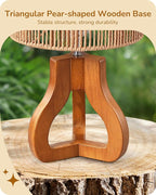 EDISHINE Small Table Lamp, Wood Rattan Nightstand Lamp with ON-Off Switch,E26 Base, Bedside Lamp for Living Room, Bedroom, Bohemian