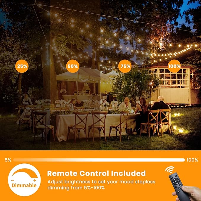 200FT Solar String Lights Outdoor Waterproof, Solar Patio Lights with Remote Control & 60+2 Dimmable ST38 Edison Bulbs Shatterproof,Solar Powered String Lights for Outside Garden Backyard