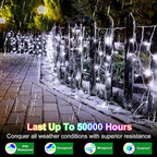 82ft 792 LED 176 Drops Christmas Lights, Outdoor Hanging lights with 8 Modes and Timer Memory, Plug In Outside Waterproof Curtain String Lights for House Fence Tree Holiday Decorations (Cool White)