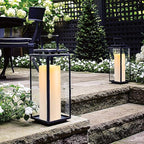 Homemory 4" x 10" Large Waterproof Outdoor Flameless Candles, Battery Operated LED Pillar Candles with Remote and Timers for Indoor Outdoor Lanterns, Long Lasting, Dark Ivory, Set of 2