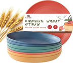 8 PCS Wheat Straw Plates, Kaloo 7.7 Inch Melamine Reusable Plastic Unbreakable Dinner Plates for kitchen, Dishwasher & Microwave Safe (4 colors)