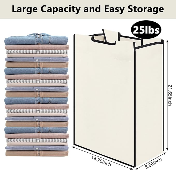 Bonuci 4 Pcs Laundry Sorter Replacement Bags Hamper Cart Removable Replacement Laundry Storage Organizer Bag Hamper Liner, No Hooks 14.76 x 8.66 x 21.65 Inch (Beige)