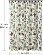 90 Inch Extra Long Shower Curtain, Vintage Botanical Specimen Print on Water-Resistant Polyester Fabric