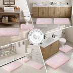 Walensee Contour Rug (20x24, Blush) Non Slip Bath Mat, Soft Microfiber Shaggy Mat, Machine Washable U Shape Toilet Rug