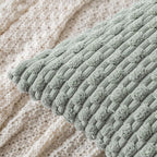 MIULEE Pack of 2 Decorative Lumbar Throw Pillow Covers 12x20 Inch Soft Boho Striped Textured Corduroy Pillow Covers Modern Farmhouse Home Decor for Couch Bed Sofa Living Room Greyish Green