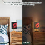 Table Lamp Sexy Red Lip on Black Nightstand Lamp with Wood Base Fabric Lamp Shade Bedside Desk Lamp for Living Room Bedroom Kids Room Office
