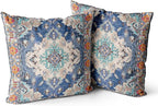 Snycler Boho Throw Pillow Covers 26x26 inch Set of 2 Boho Rug Carpet Double Sided Pattern Cotton Soft Pillow Case Cushion Cover Pillowcase for Couch Sofa Bed Decorative (Blue)