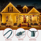 Minetom C9 Clear Christmas String Lights, 100FT 100 Bulbs Bright & Warm Outdoor Christmas Lights, Long Life C9 String Lights for Tree Patio Gazebo Wreath, Green Wire