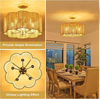 5-Light 19.6'' 2-in-1 Linear-Woven Rattan Ceiling Light - Convertible Flush Mount/Pendant for Kitchen Island & Dining Room, Dimmable with Adjustable Chain + Rod