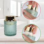 FEILANDUO Bathroom Accessories Set,4Pcs Glass Bathroom Accessories,Vanity Bathroom Decor, Soap Dispenser, Toothbrush Holder Set, Apothecary Jar, Gift for Home Apartment (Green)