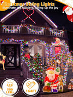 500 LED 164 FT Christmas Lights, Waterproof Outdoor String Lights with Remote and Timer, Christmas Tree Lights with 8 Modes Dimmable, Fairy Lights for Holiday Decor (Multicolor)