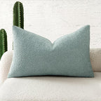 MIULEE Textured Boucle Throw Pillow Cover Aqua Blue Accent Solid Lumbar Spring Pillow Case Decorative Soft Pack of 1 Couch Cushion Chair Sofa Bedroom Livingroom Home Decor,12x20 Inch