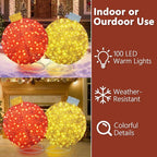 Lamerge Christmas Lanterns Decorations for Home, Indoor Outdoor Holiday Lanter, Warm Lit Farmhouse Lantern for Porch, Yard, Mantle, Party,30.5inch（Red+Gold）