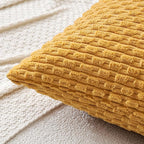 MIULEE Pack of 2 Decorative Throw Pillow Covers 20x20 Inch Soft Boho Striped Textured Corduroy Pillow Covers Modern Farmhouse Home Decor for Couch Bed Sofa Living Room Yellow
