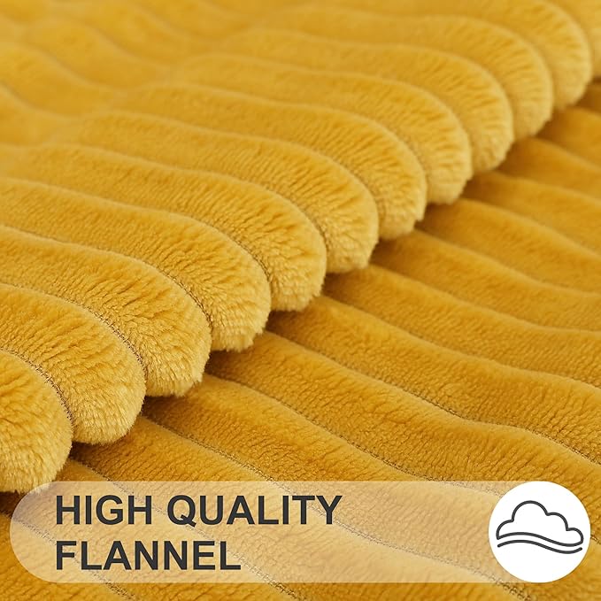 Simmore Decorative Fall Throw Pillow Covers 16x16 Set of 2, Soft Natural Plush Flannel Double-Sided Fluffy Couch Pillow Covers for Sofa Living Room, Mustard Yellow
