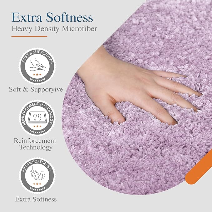 Walensee Large Bathroom Rug (24 x 60, Lavender) Extra Soft and Absorbent Shaggy Bath Mat Machine Washable Microfiber Non Slip Luxury Floor Mat