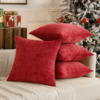 MIULEE Christmas Red Pack of 4 Couch Throw Pillow Covers 20x20 Inch Soft Decorative Chenille Pillow Covers Farmhouse Accent Cushion Covers for Boho Home Decor Sofa Bedroom Living Room