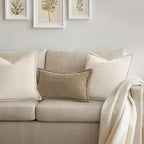 Mecatny Corduroy Christmas Throw Pillow Covers 18x18 Set of 2, Neutral Decorative Soft Boho Couch Pillow Covers with Broadside for Sofa Living Room, Cream White
