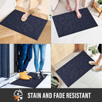 Front Door Mat, Absorbent Dirt Trapping Welcome Door Mat Indoor Outdoor, Non Slip Entry Mat, Indoor Outdoor Door Mats, Fade Resistant, Low Profile Doormat for Entryway, 36×24, Blue