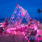 250 LED Pink String Lights Outdoor, 82ft Pink Christmas Lights 8 Modes Lights Clear Wire, Plug in Waterproof Fairy String Lights for Bedroom Christmas Decorations
